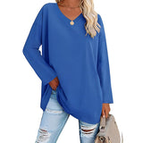Alicia™ - Lässiger V-Ausschnitt Pullover – Blau