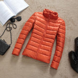 Thessa - warme wattierte jacke für damen – Orange