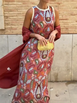 Delly - Bohemian Stil Zweiteiliges Kleid – Weinrot