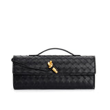 Geflochtene Damen Clutch aus Echtleder – Elegant & Vielseitig – Schwarz