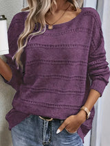 Lila strickpullover mit langen armeln – mia – Lila
