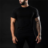 Herren Schlanke Passform Einfach T-Shirt – Schwarz