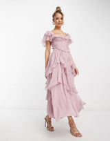 Ofelia | Plissee-Kleid mit Rüschen und Lotusblatt-Details für den Urlaub – Rot