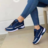 Olivianne | Flache Damen-Turnschuhe mit Schnürsenkeln – Dunkelblau