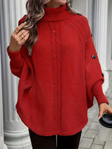 Lolana – Pullover Mit Hohem Kragen Und Gedrehtem Stil – Rot