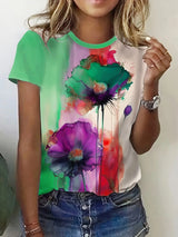 Damia – Kreatives T-Shirt mit Blumendruck – Grün