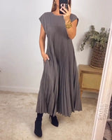Sierra | Plissee Maxi Cocktailkleid – Grau
