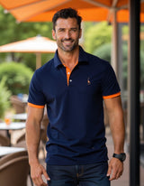 Berake | Zweifarbiges Polo mit sportlichem Akzent-Design – Dunkel Blau