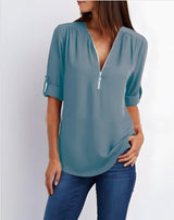 Adorin | Stylische & Vielseitige Bluse – Blau/Grau