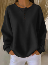 Anne™ - Lässiges Sweatshirt mit Kragen – Schwarz