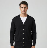 Herren Cardigan | Gestrickte Ausführung mit Frontöffnung – Schwarz