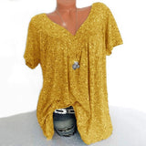 Sarita – Kurzärmelige Bluse Mit Blumenmuster – Gelb