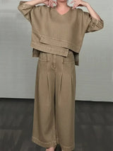 Ojinika – Lässiges Denim-Zweiteiler-Set – Khaki