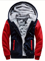 Oziel - Warme Fleece Jacke Mit Kapuze Und Reißverschluss – Rot