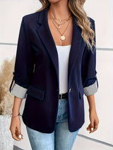 Galiah - Eleganter Zweireiher Blazer Mit Reverskragen – Marineblau