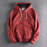 Max | Herren Zip-Hoodie Fleece Kapuzenpullover Casual – Ziegelrot
