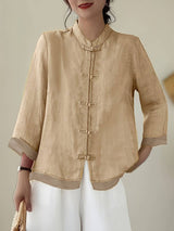 Sigal - Vintage Hemd Mit Lockerer Passform Und Patchwork Gestaltung – Khaki