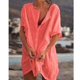 Anjini – Lockeres Strandkleid Mit kurzen Ärmeln – Orange