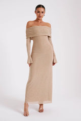Astella - Paillettenkleid – Beige
