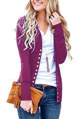 Damen nan Feinstrick-Cardigan mit dekorativen Metallknöpfen und schmaler Silhouette Drune – Violett