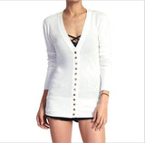 Damen nan Feinstrick-Cardigan mit dekorativen Metallknöpfen und schmaler Silhouette Drune – Cremeweiß