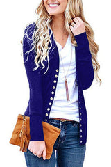 Damen nan Feinstrick-Cardigan mit dekorativen Metallknöpfen und schmaler Silhouette Drune – Dunkles Saphirblau