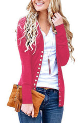 Damen nan Feinstrick-Cardigan mit dekorativen Metallknöpfen und schmaler Silhouette Drune – Rosa