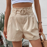 Hochtaillierte vegane Leder-Shorts – Elegant & Nachhaltig – Aprikose