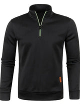 Tasche - stylischer fleece-herrenpullover mit halbem reißverschluss – Schwarz