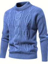 Einfarbiger Strickpullover Für Herren, Vintage-Pullover – Blau