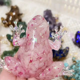 Frostone – Kristallfrosch Skulptur Für die Wohnraum Dekoration – Rosa