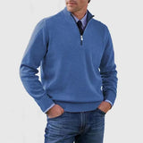 Ben | Modischer Warmer Pullover Mit Halbem Reißverschluss – Blau