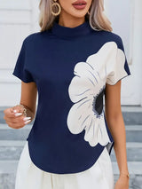 Celia | Elegante Bluse mit floralem Druck – Perfekt für jede Gelegenheit – Marineblau