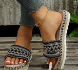 Sabrina - Geflochtene Boho-Plateau-Sandalen mit Komfort und Stil – Schwarz