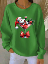 Lotte - Weihnachts-Pullover mit verspieltem Weihnachtsmann-Design – Grün