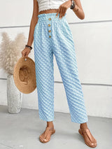 Nina - Hose mit hoher Taille, Textur und Stil – Himmelblau