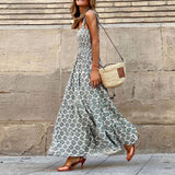 Sabrina - Boho Kleid mit Tribal-Print für frühlingshaften Stil – Dunkelgrün