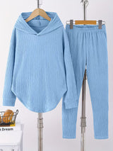 Berenika – Lässiges Kapuzen Top And Leggings – Himmelblau