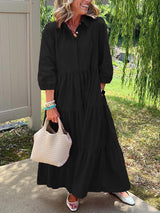 Amara | Maxi Kleid aus Baumwolle für den Alltag – Schwarz
