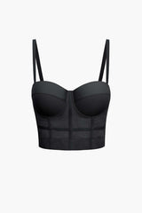Ida | Figurbetontes Bustier-Top mit Bügel-Cups und transparenter Mesh-Struktur – Schwarz