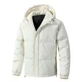 Herrenjacke | Gewatteerte Ausführung mit Kapuze geschlossene Form – Beige