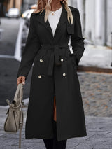 Langer Trenchcoat für Damen | Schwarz – Schwarz