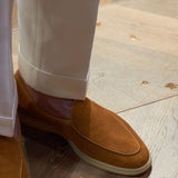 Noryk : Britische handgefertigte flache Herren-Slipper – Braun