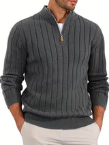 Yedidya - Lässiger Langarm Strick Pullover – Dunkelgrau
