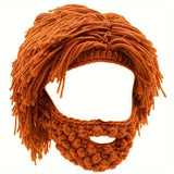Grantley – Beanie im Punk Stil mit Integrierter Glatter Perücke – Orange