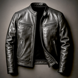 Vintage-Lederjacke – Schwarz