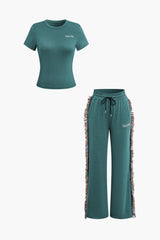 Jade | Freizeit-Set mit Fransen-Details – Türkisgrün