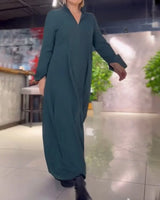 HELENA™ | LANGES WEITES KLEID MIT SEITLICHEN SCHLITZEN – GRÜN
