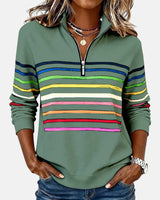Trina-mae™ – Bequeme Striped Sweater – Grün
