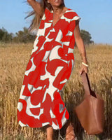 Goldie – Maxikleid mit abstraktem Print – Rot